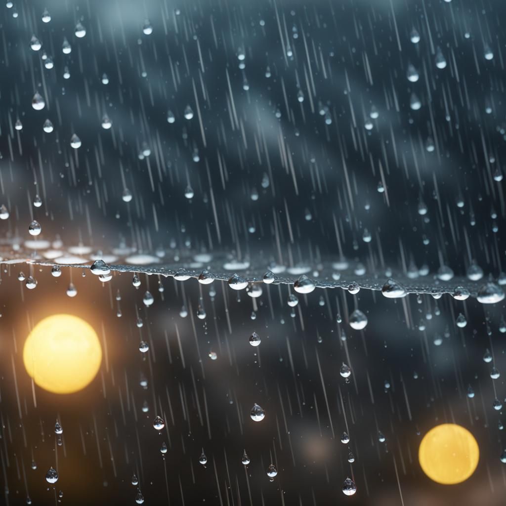 Raindrops and Lightning Close-Up: Realistic 4K Photo