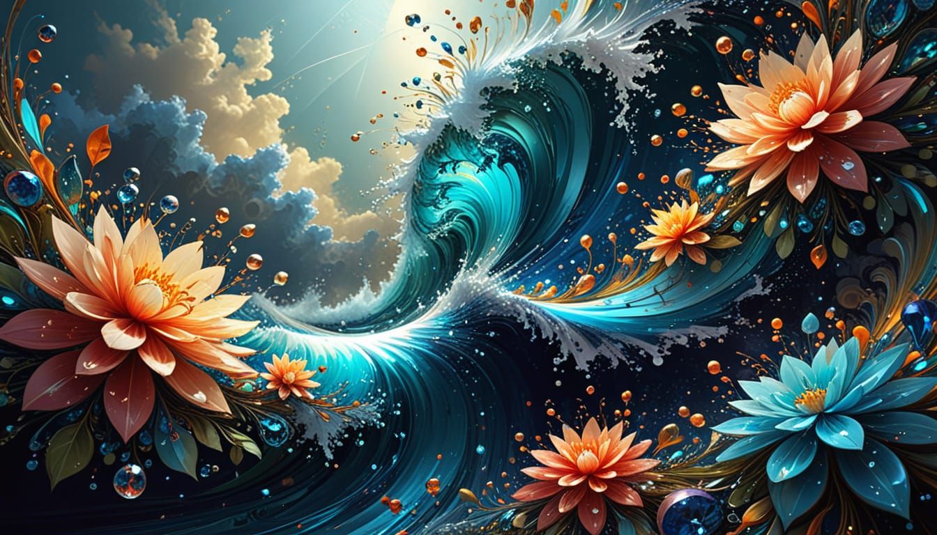 Intricate Crystal Flowers With Golden Shimmers