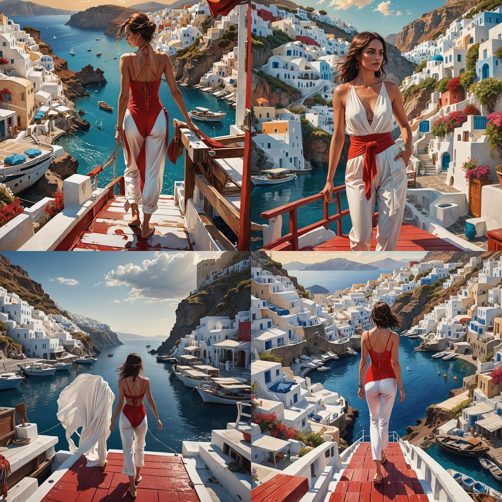 Greece Travel Poster: Woman Steps off Boat