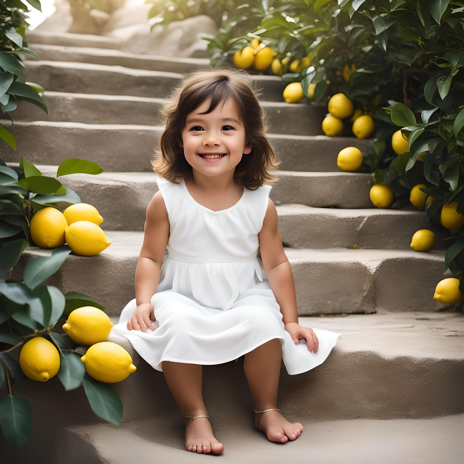 Barefoot Toddler's Serene Orchard Moment