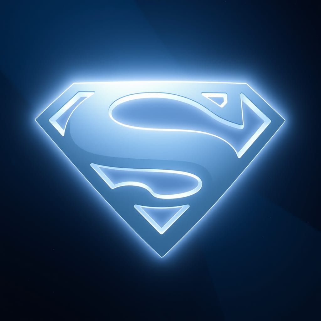 White Superman Symbol of Eternal Life in Cosmic Space