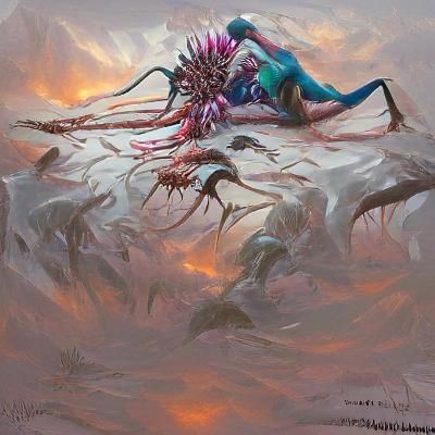Eldrazi Devouring Humans: A Horrific Scene