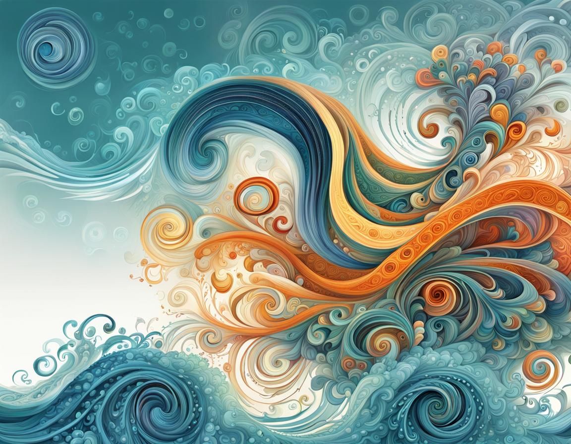 Stormy Sea Swirl: Abstract Vector Fractal