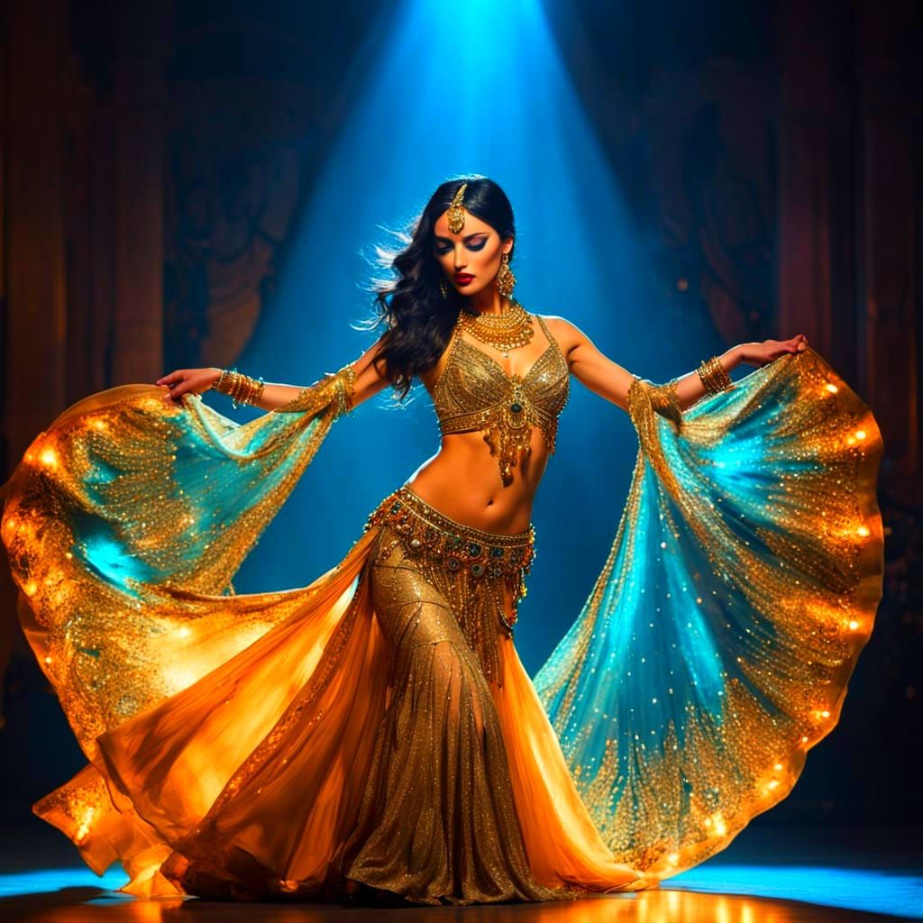 Seductive Belly Dancer in Vibrant Luxurious Atmosphere