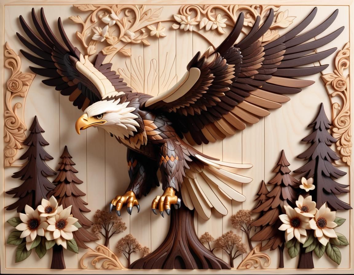 Wood Art, Bald Eagle.