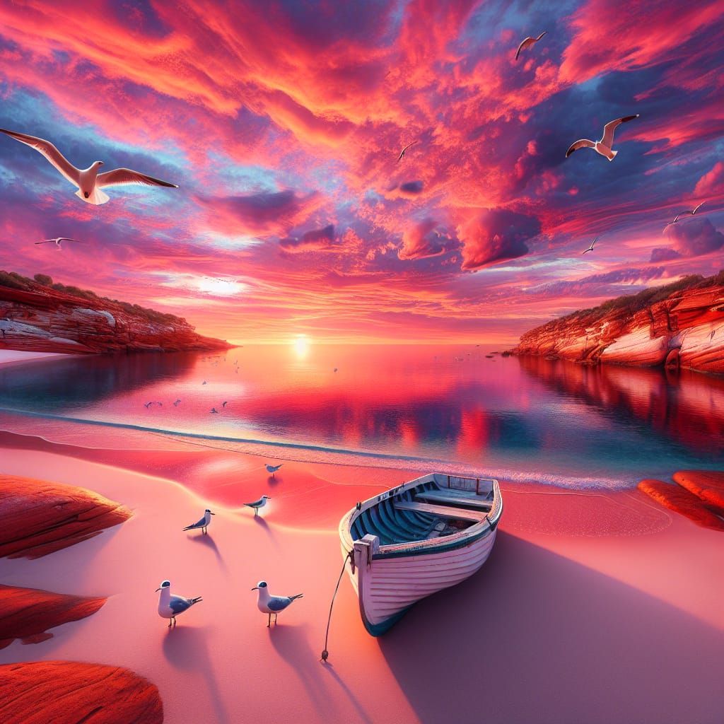 Serene Australian Beach Scene in Photorealistic Style