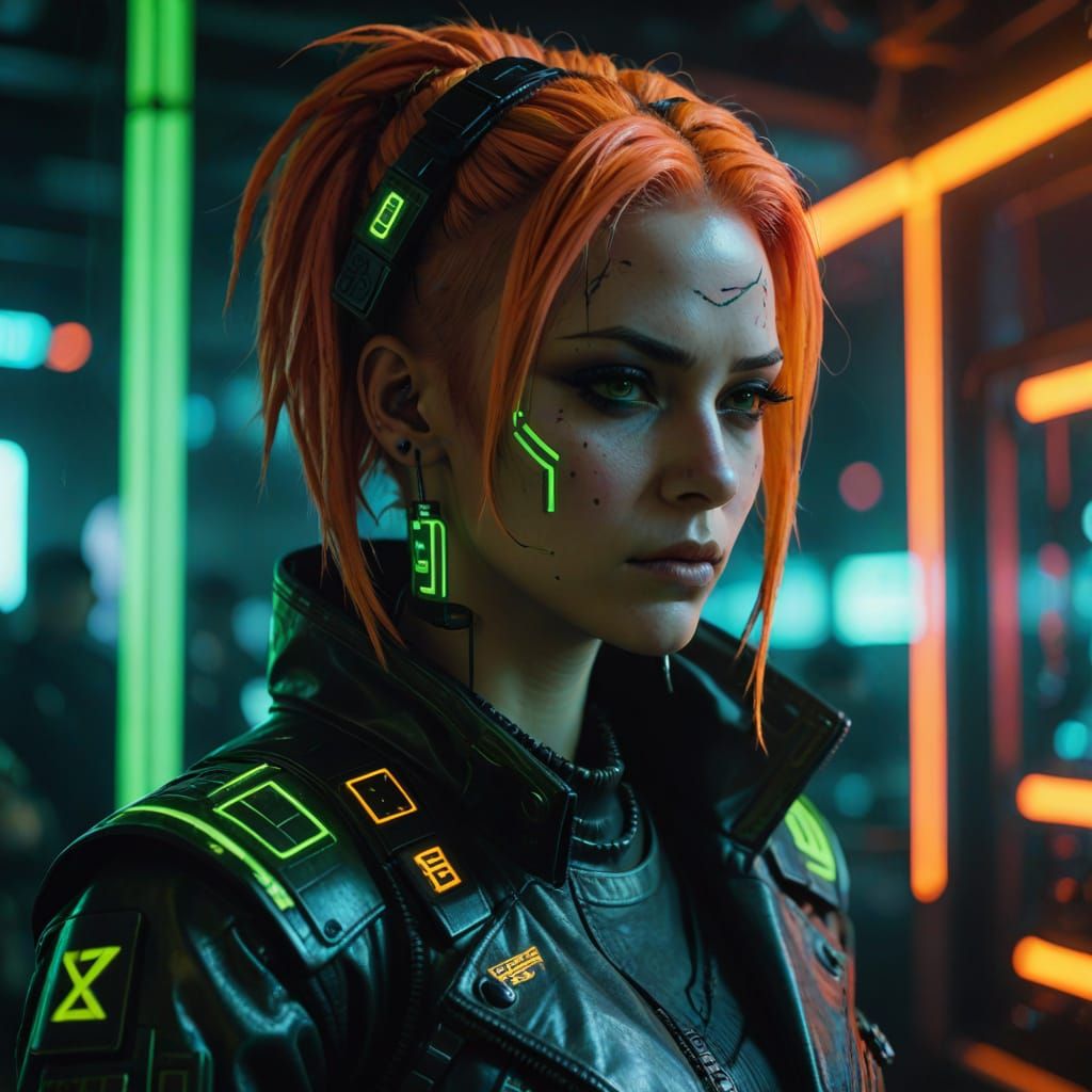 Cyber Goth in Futuristic Club with Neon Lights