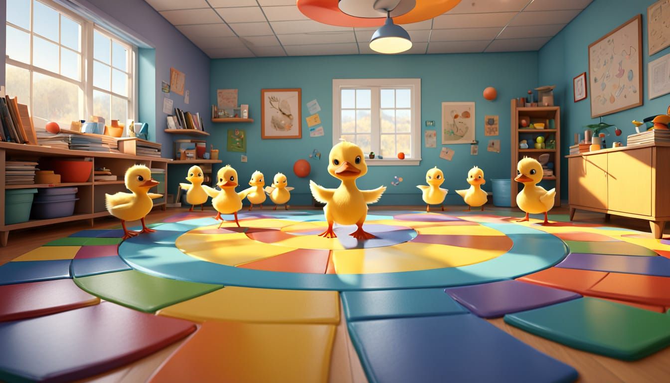 Dancing Ducklings in Colorful Daycare: 3D Animation