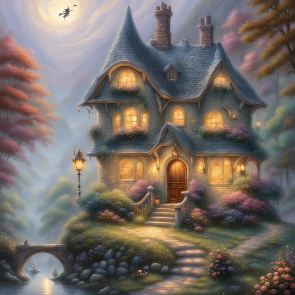 Baby Witch in Magical Home: Hyperdetailed Fantasy Art