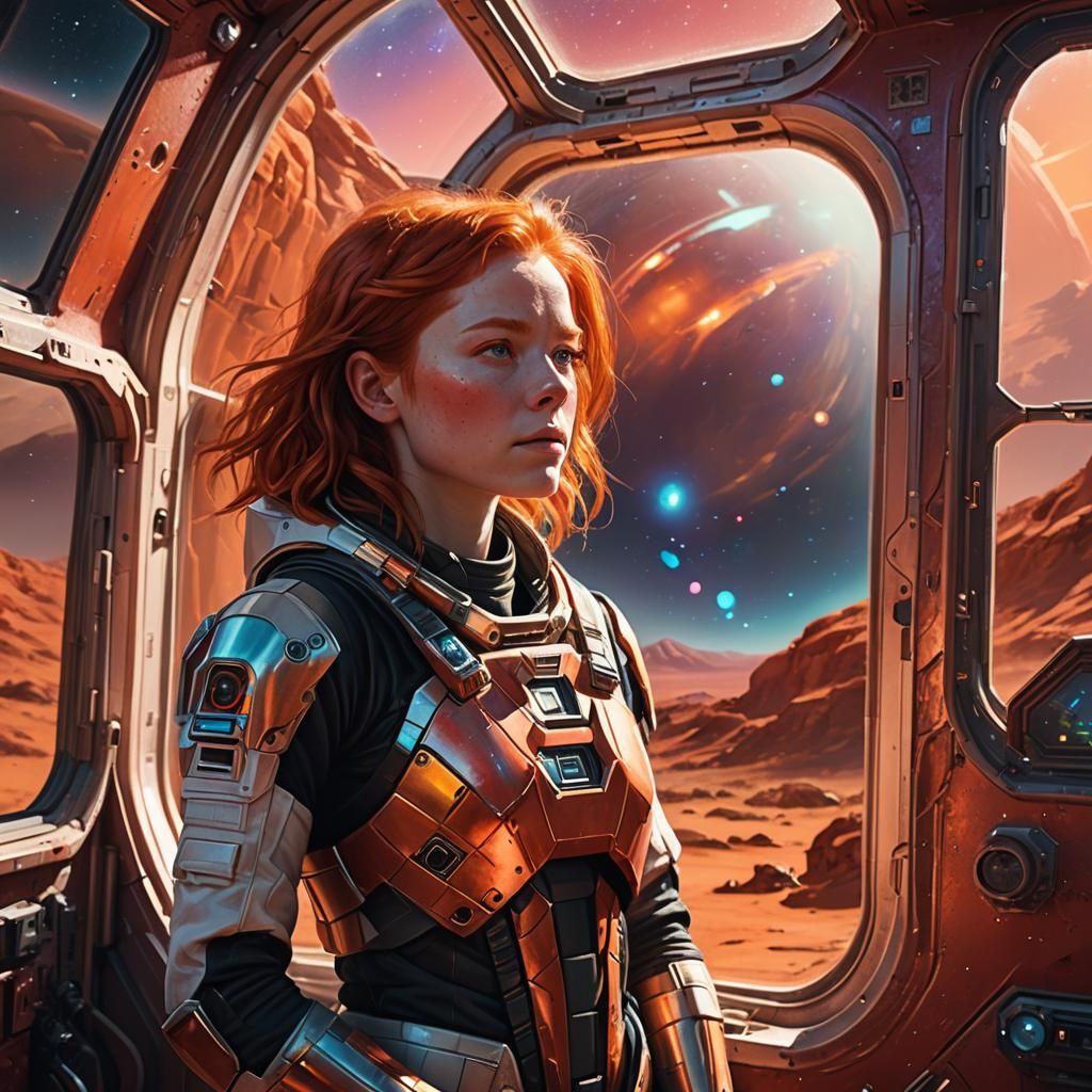 Martian Sunset: Sci-Fi Concept Art in Oil Painting Style