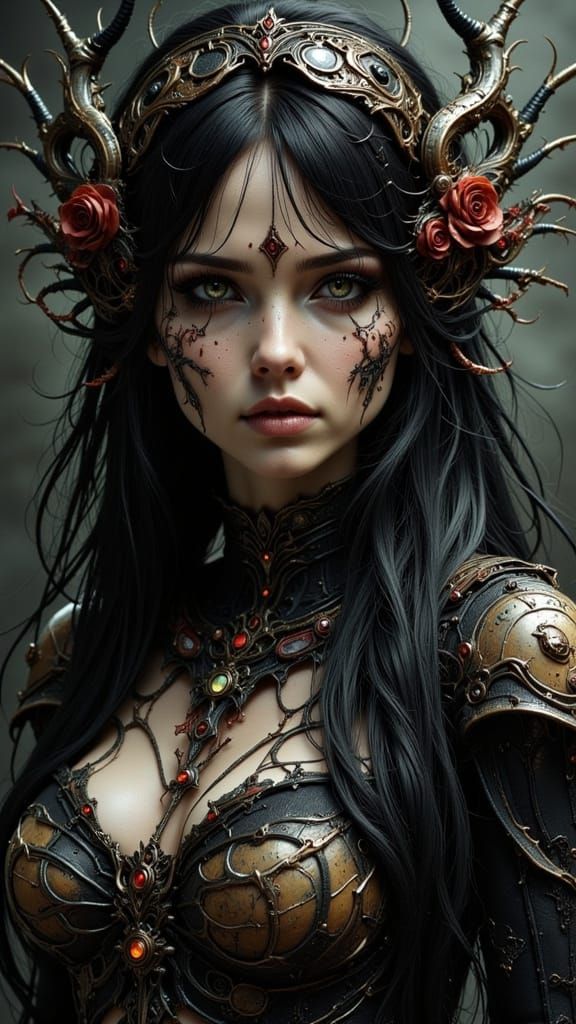 Sadako from The Ring as a Giger-Inspired Horror Character