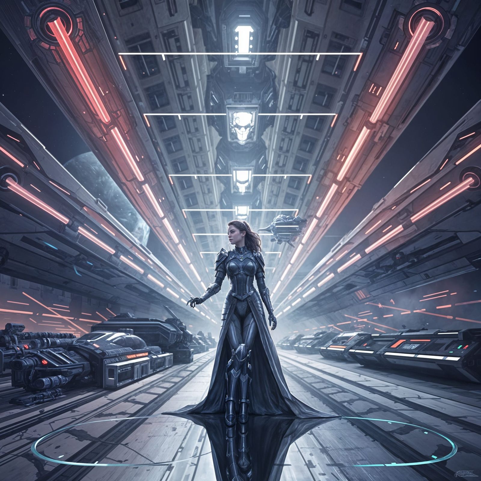 Sci-Fi Woman Knight in StarCraft Style