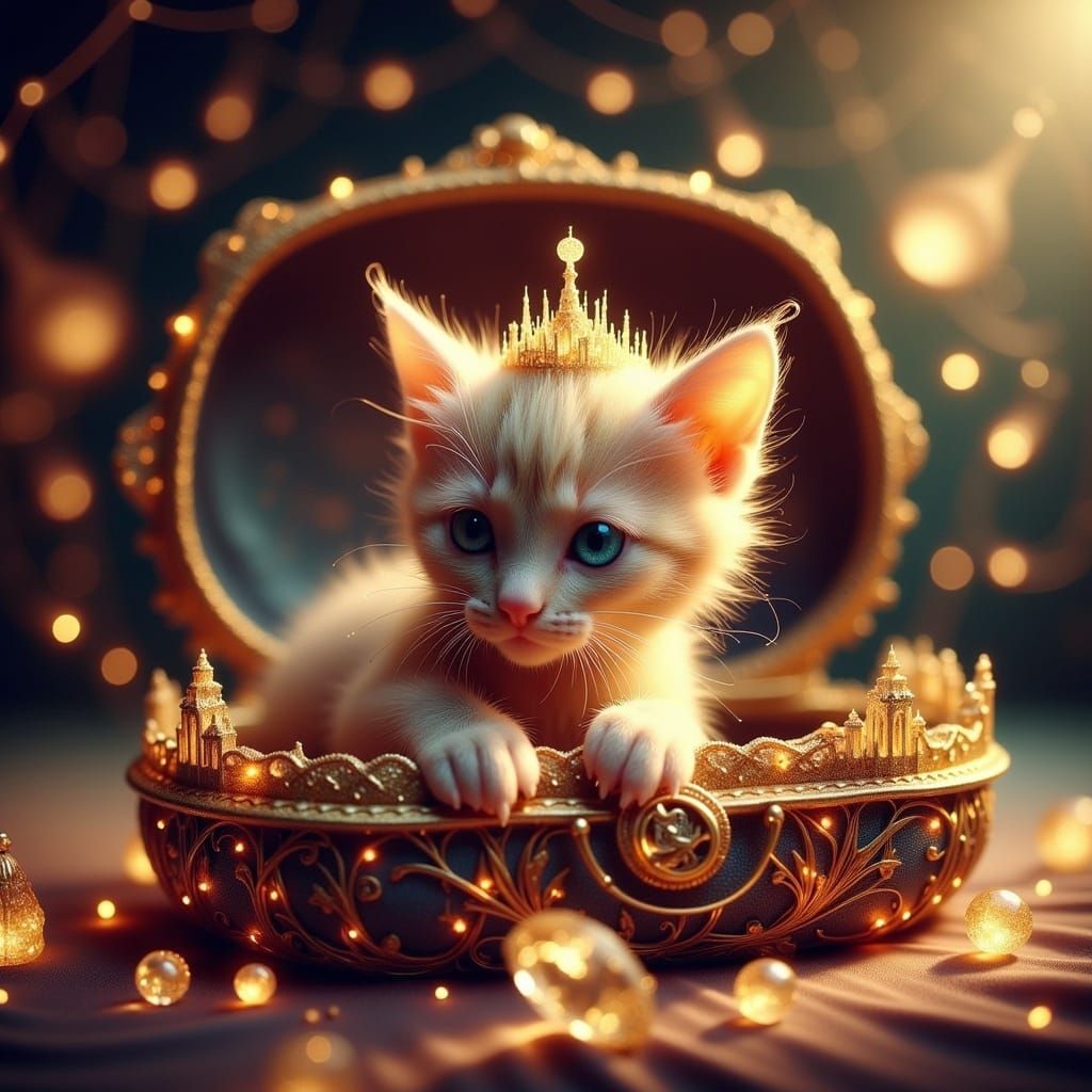 Kitten in Whimsical Jewel Box