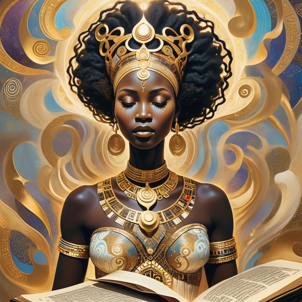 African Goddess Emerges: Klimt-Inspired Surrealism