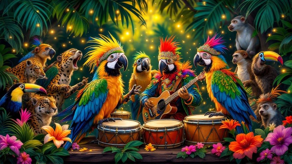 Vibrant Carnival Scene in Amazon Jungle