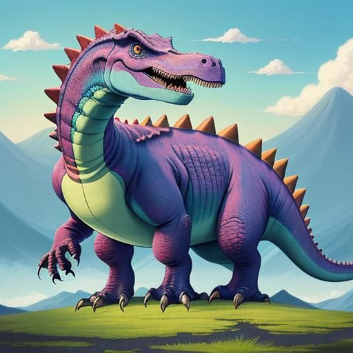 Cute Dinosaur in Anime Style