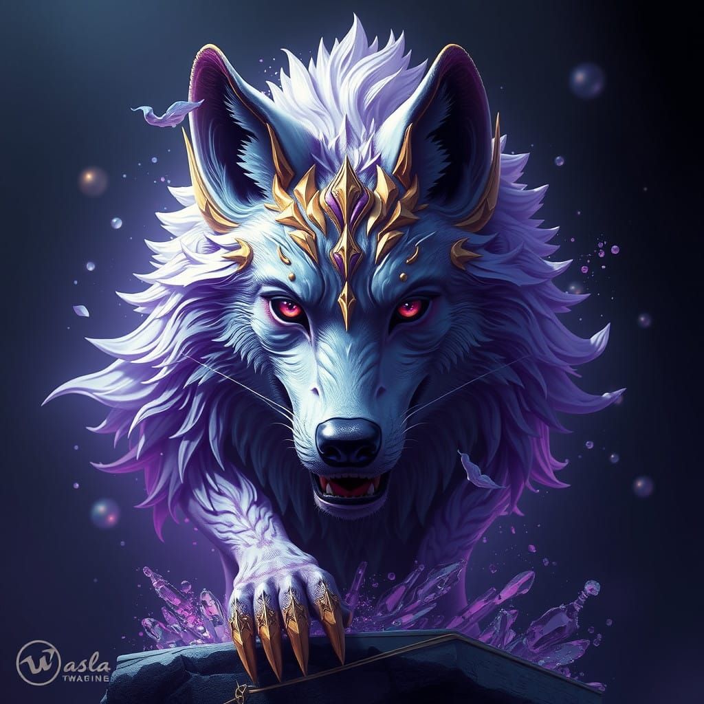 Fantastical Wolf in Rich Amethyst Hues