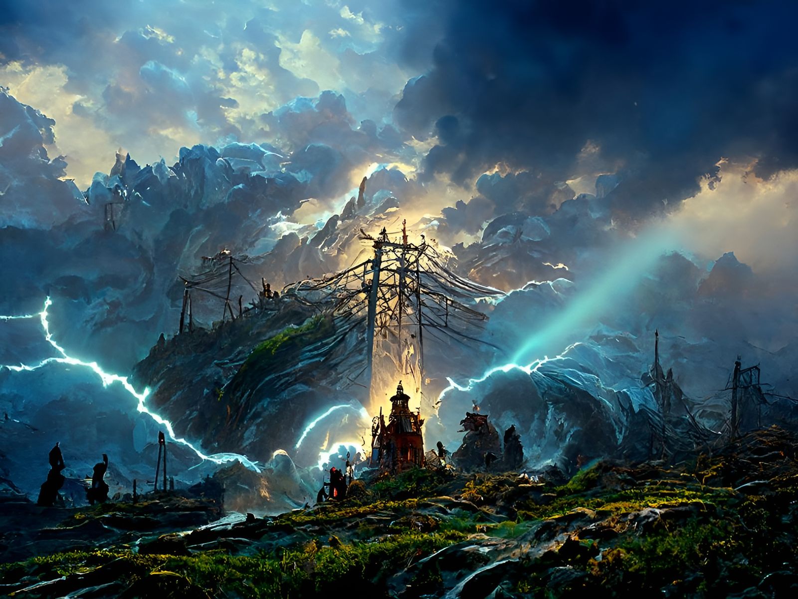 Epic Power Surge in Hyperrealistic Fantasy Landscape