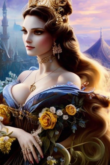 Belle and Raccoon in Rococo Style