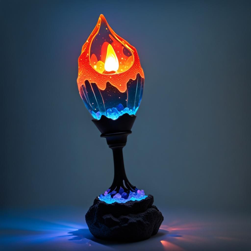Chibi Crystal Lava Lamp with Flowing Lava