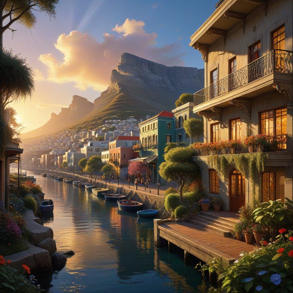 Vibrant Cape Town Cityscape in Golden Light