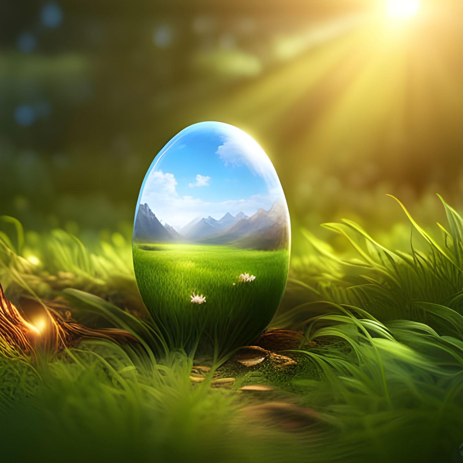 Turquoise and Gold Egg in Jar: Fantasy Concept Art