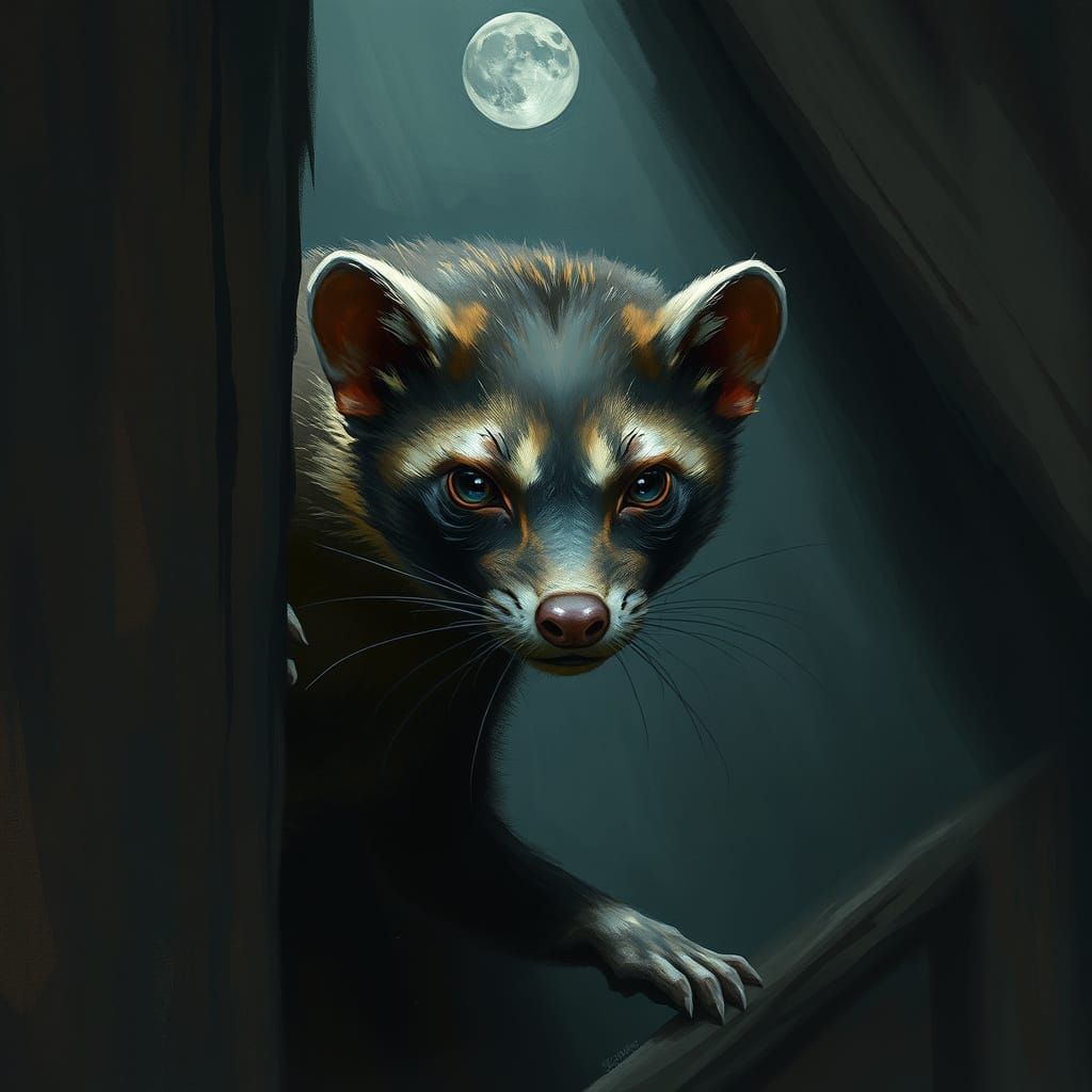 Martens in Dark Attic Shadows