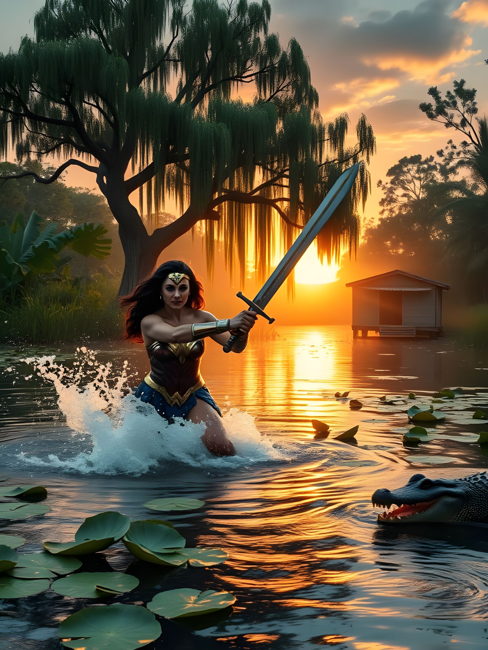 Wonder Woman in a Mysterious Swampy Oasis