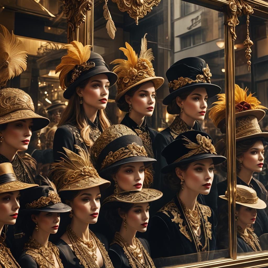 Manhattan Hat Shop Window in Digital Painting Style