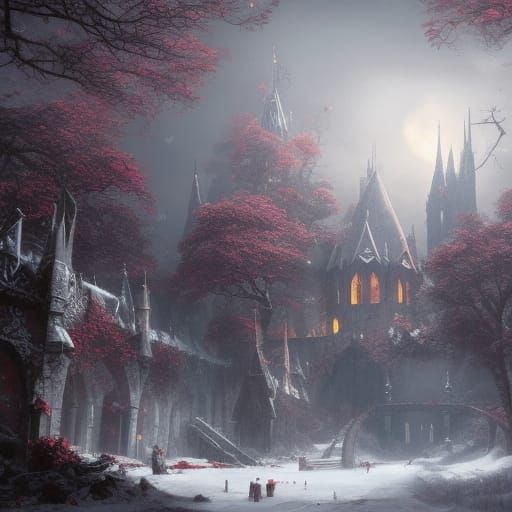 High Gothic Fae City in Crimson Rose Fields