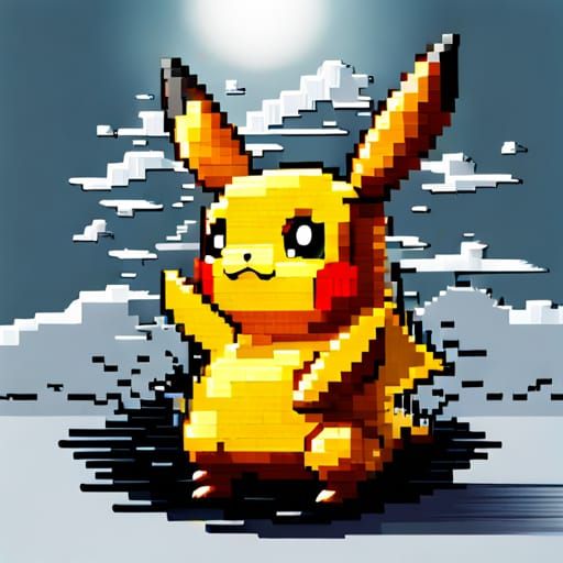 Hyperrealistic 3D Pixel Art of Pikachu in 16-bit