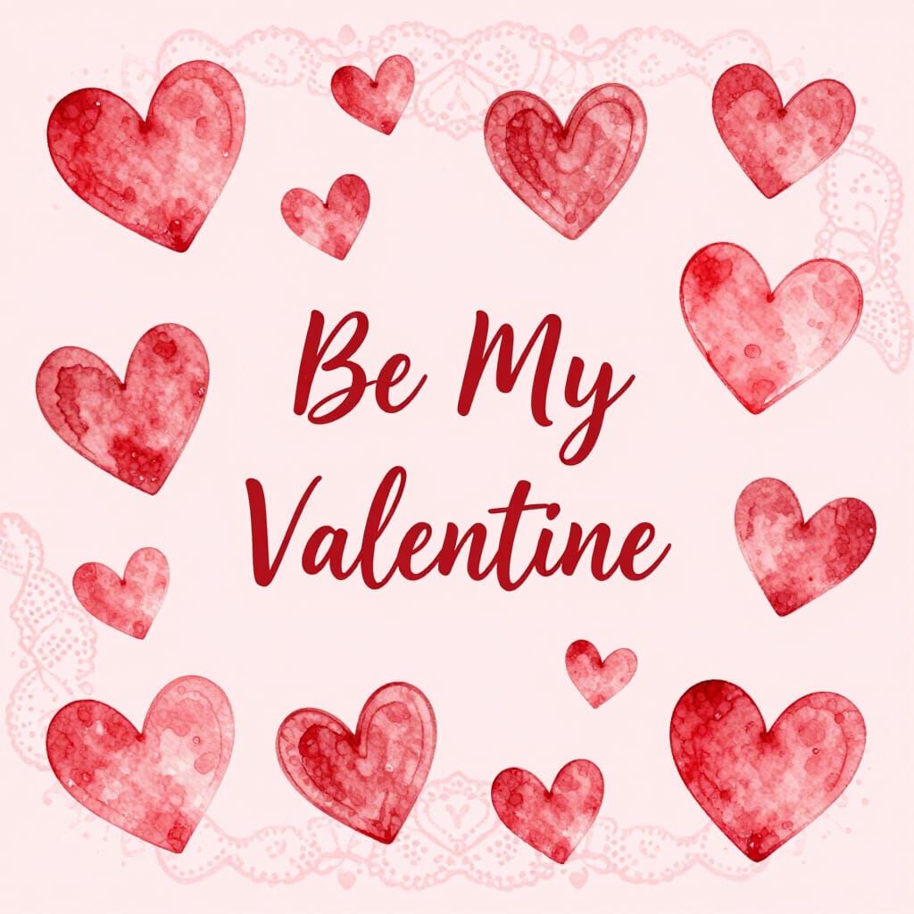 Charming Watercolor Valentine's Card with Lace Details