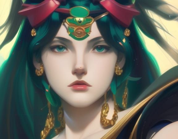 Hyperdetailed Portrait of Sailor Pluto in Digital Art Style