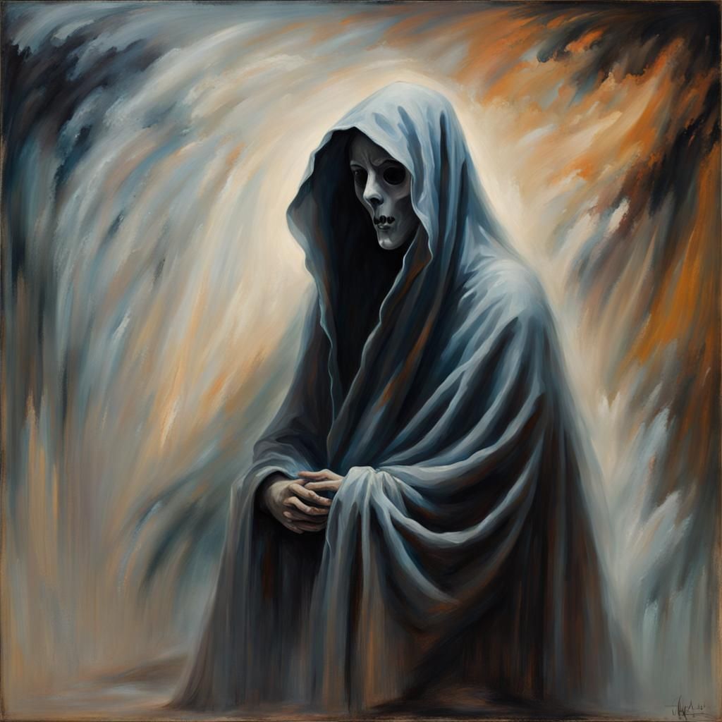 Ethereal Ghost at Virtual Concert as Oil Painting