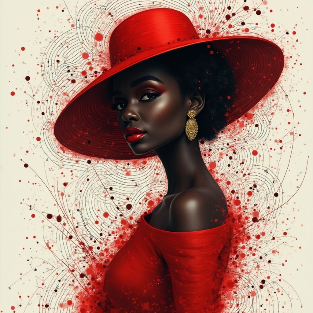 Elegant African American Woman Portrait in Minimalist Halfto...