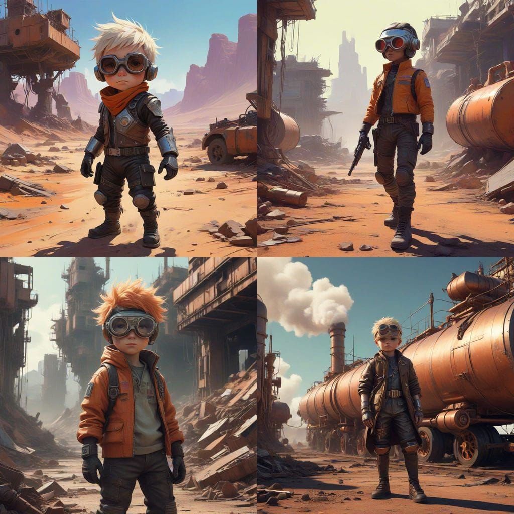 Steampunk War Boy Ignites Wasteland in Vibrant Chrome hues