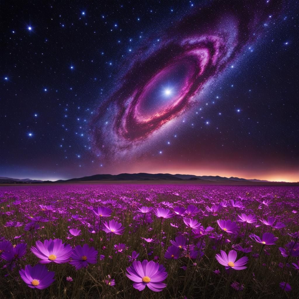 Spectacular Cosmos Sky with Purple Supernova