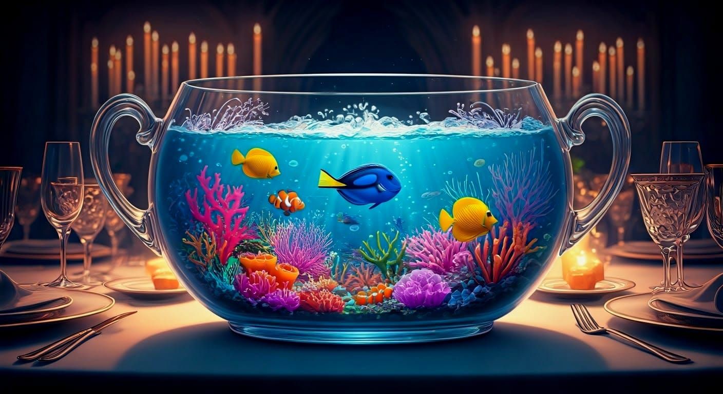 Underwater Wedding Wonderland in a Crystal Clear Punch Bowl