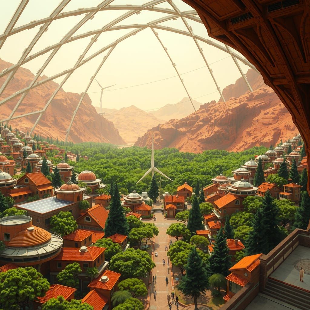 Futuristic Martian Metropolis in Vibrant Color