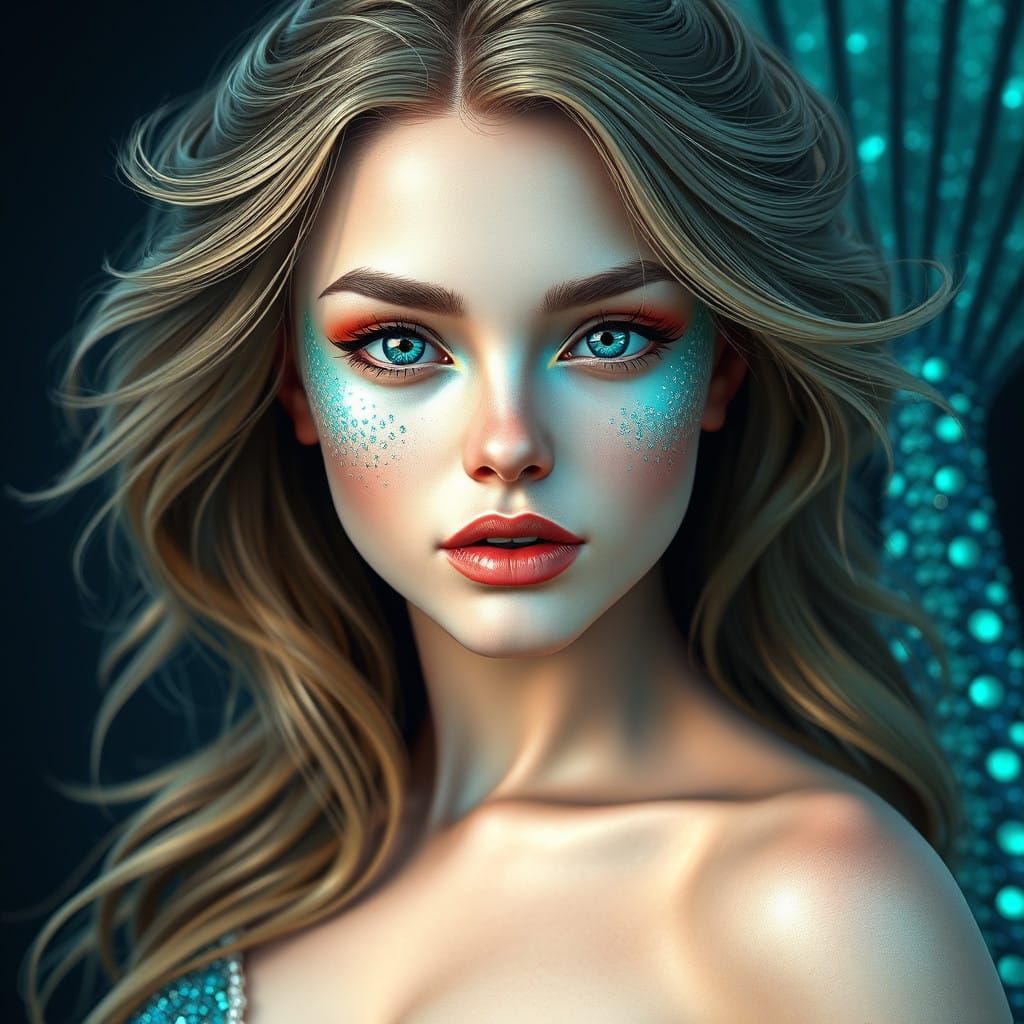 Alluring Mermaid in Iridescent Splendor