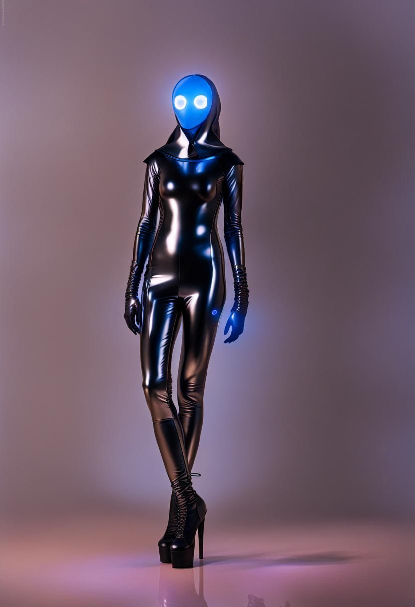 Reflective Figures in Futuristic Rubber Suits