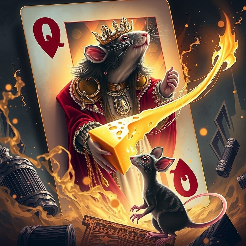 Regal Mouse Queen in Ominous Matte Painting