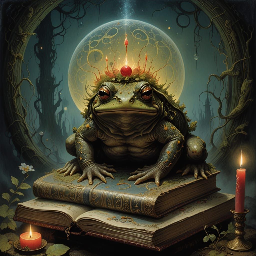 Mystical Toad in Dark, Surreal Realism