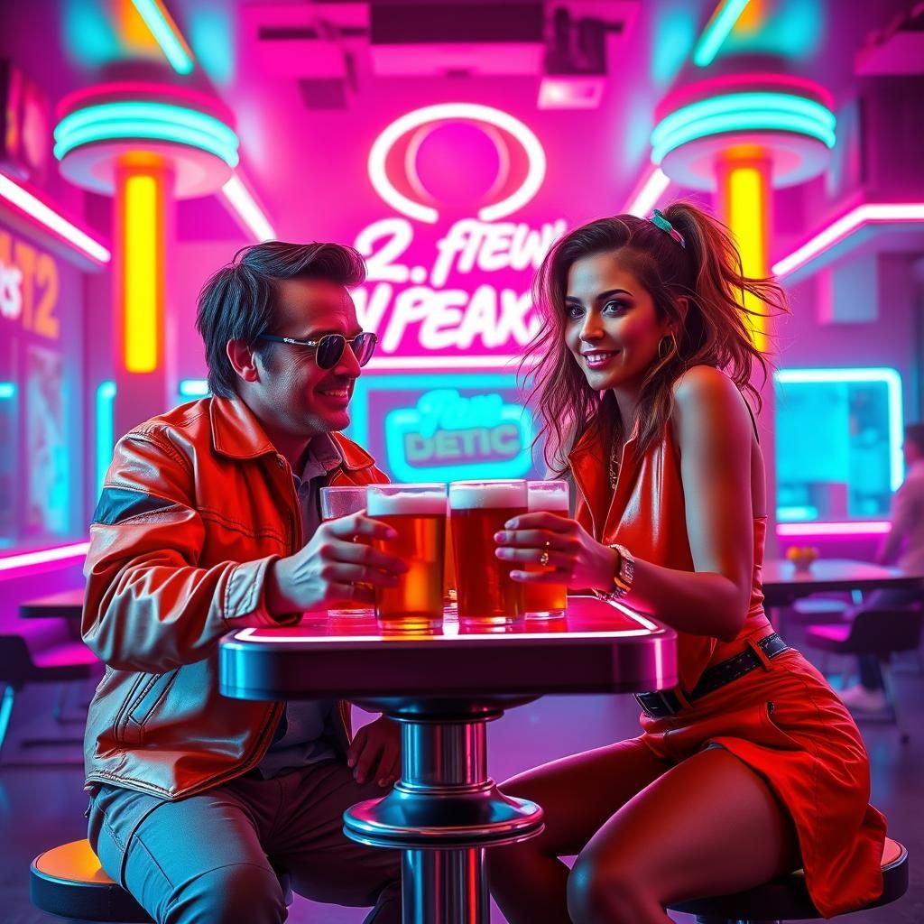 Ewan McGregor and Emilia Clarke in 1980s Beer Pong