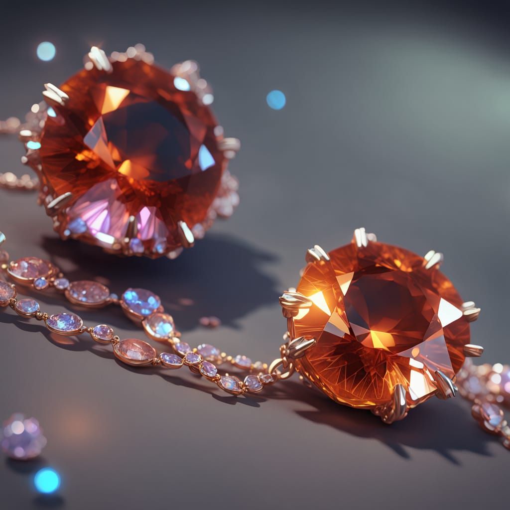 Bioluminescent Orange Sapphire Gemstone in 3D Anime Style