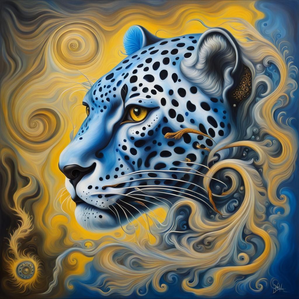 Ayahuasca Jaguar in Surrealist Oil Paint Style