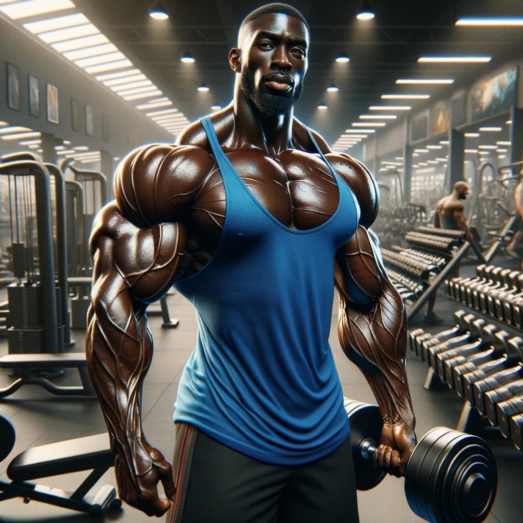 Muscular Man's Gym Workout: A Matte Painting
