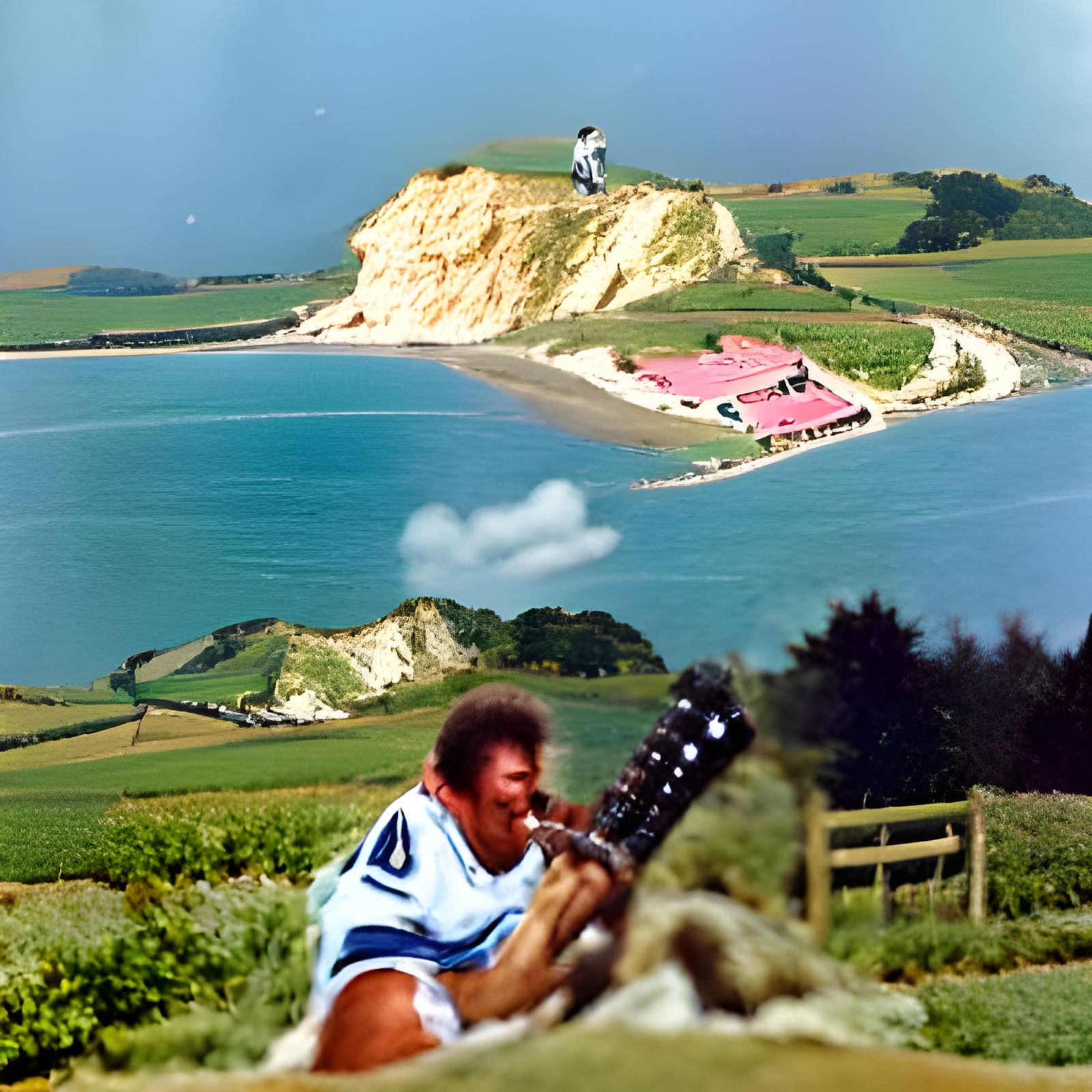 Musician Singing on the Isle of Wight Landscape