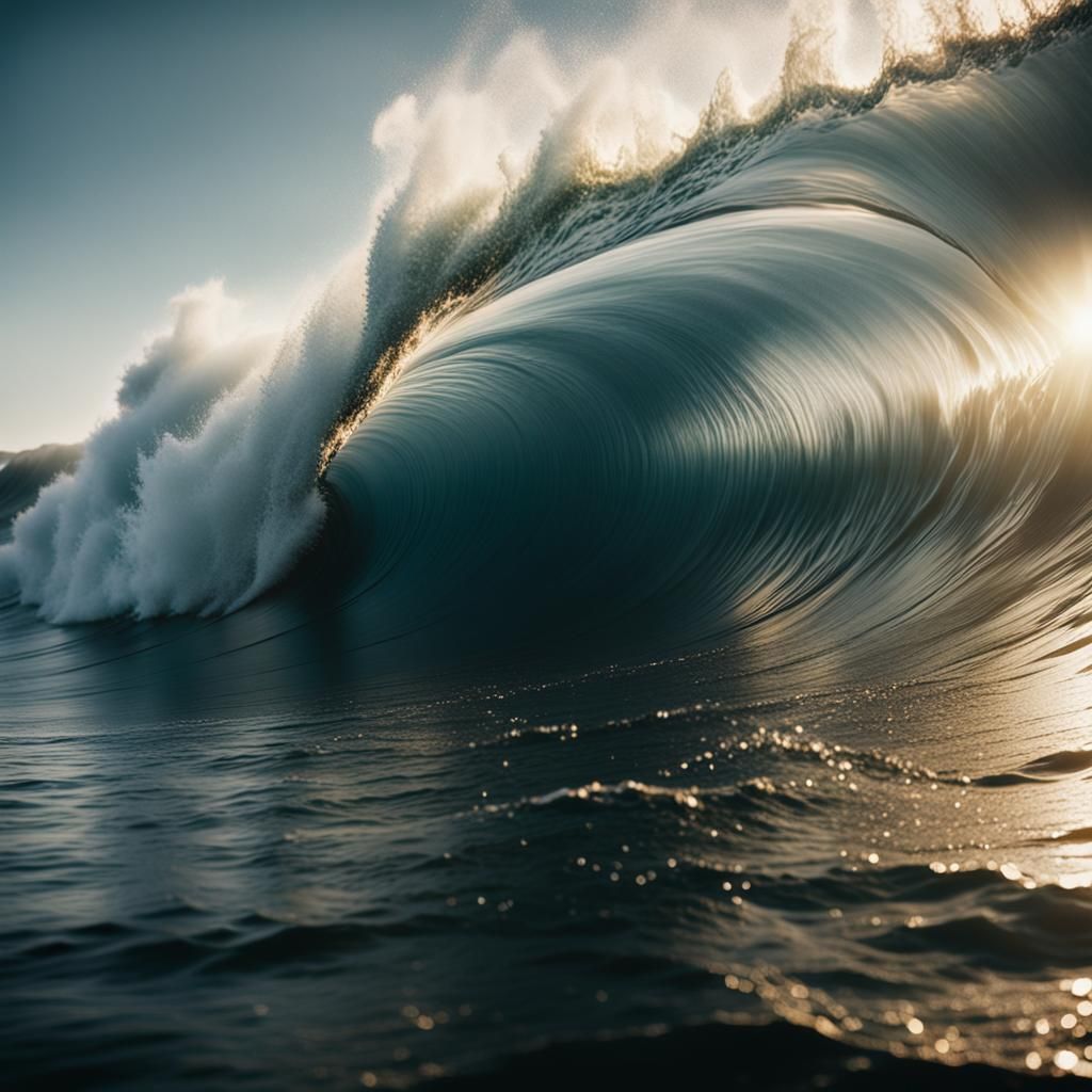 Giant Wave Overpowering Everything: Cinematic Film Still