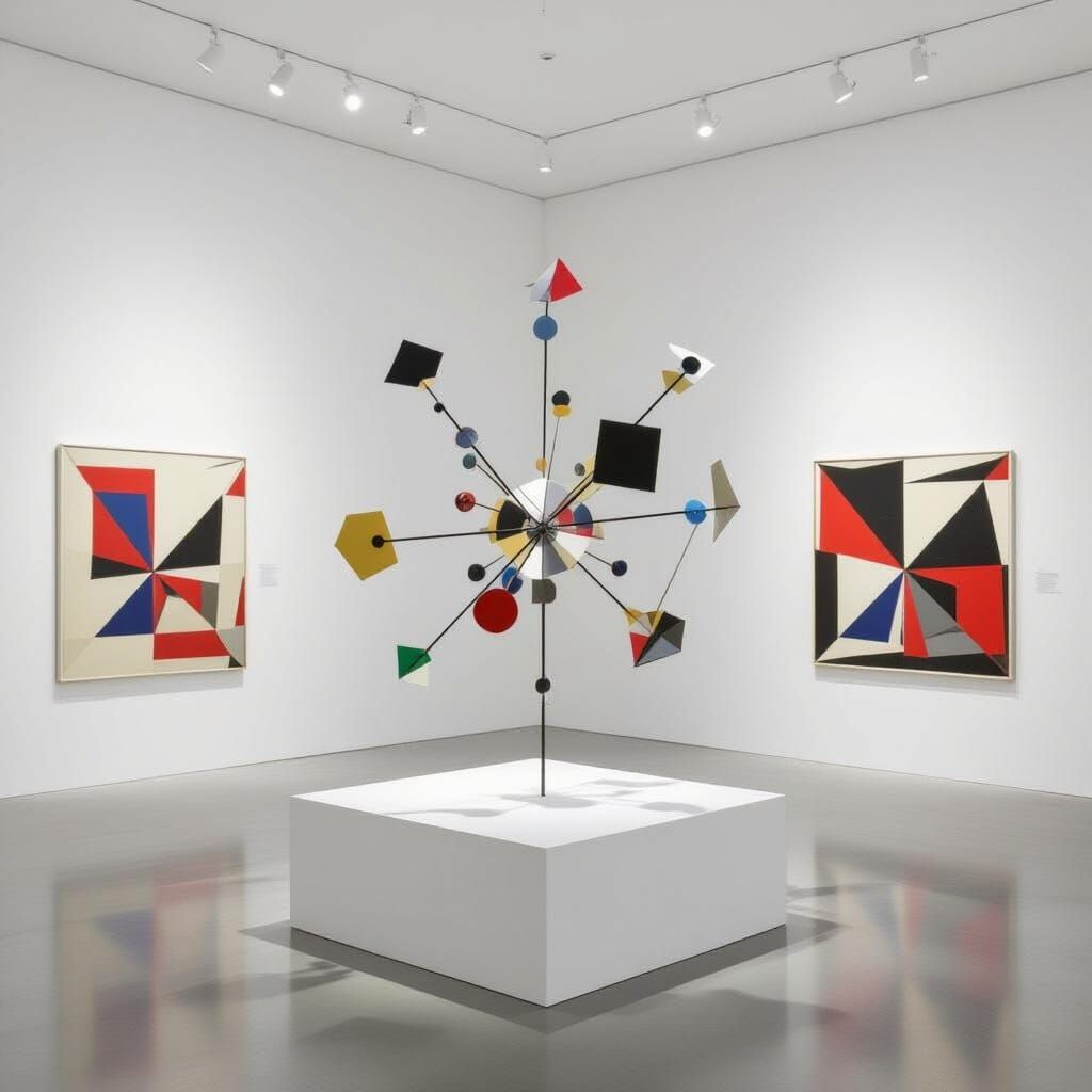 Modern Geometric Sculpture in Art Gallery